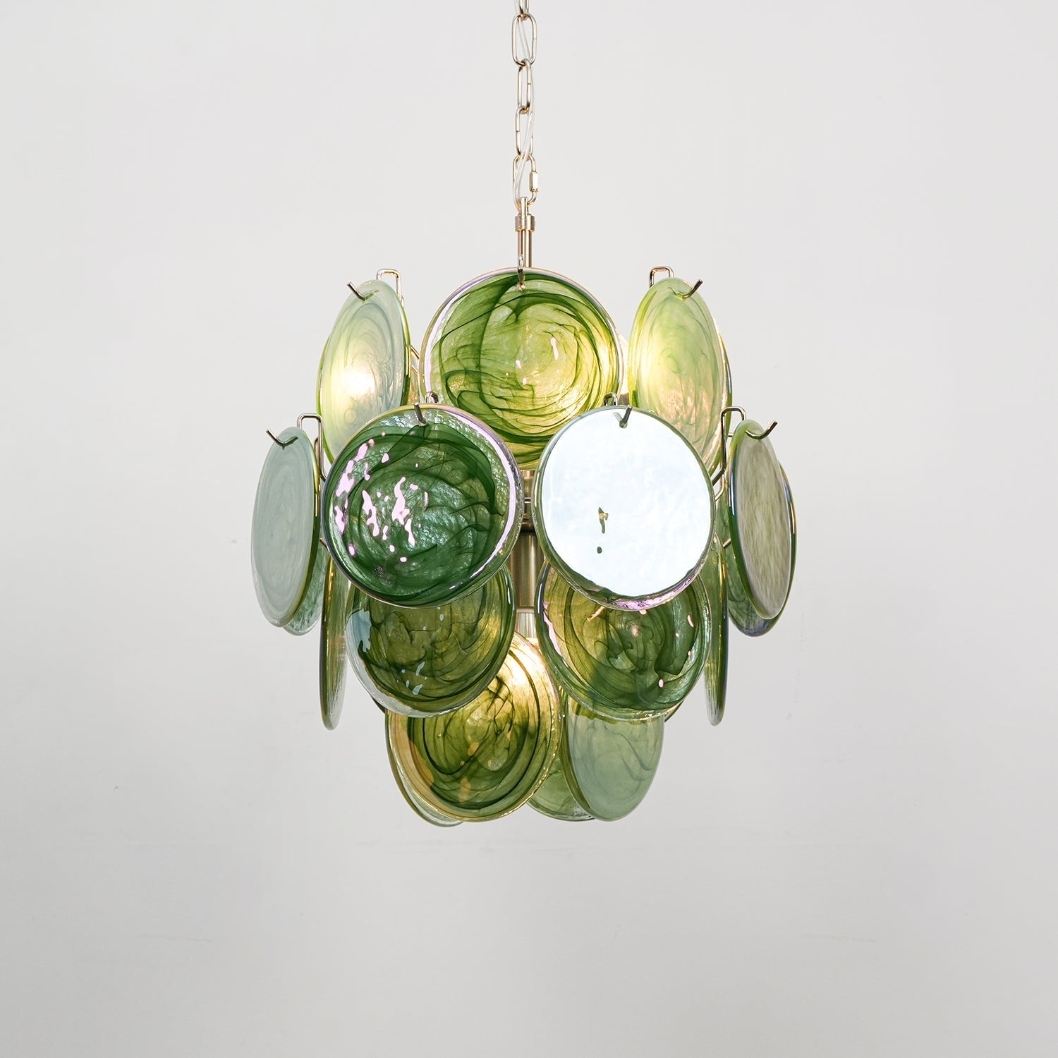 Aurora Chandelier Multicolor Murano Disc Layered Artistic