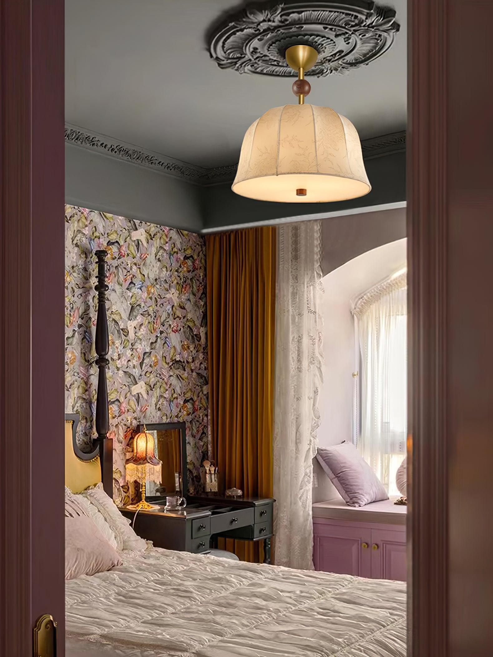 Ceiling Light in Fabric, Metal and Wood for Warm Interiors Elegant - Neutralighting