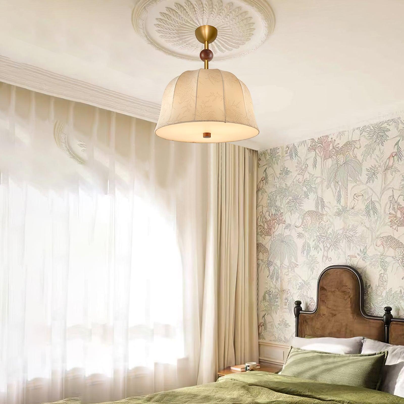 Ceiling Light in Fabric, Metal and Wood for Warm Interiors Elegant - Neutralighting