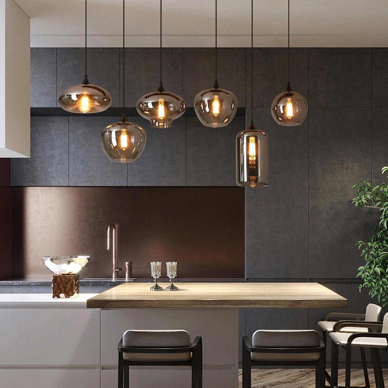 June Minimalist Bottle Glass Pendant Light Smoke Gray - Neutralighting