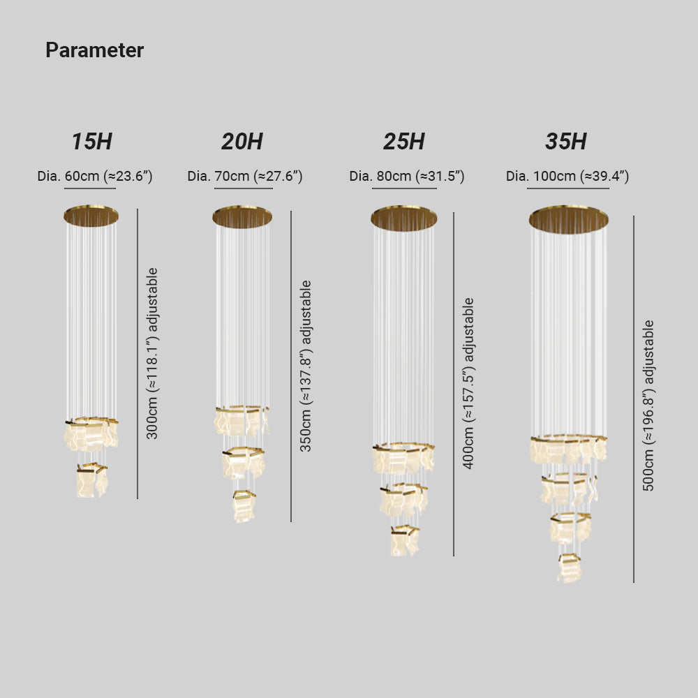 Kristy Industrial Chandelier Wave Acrylic/Metal Gold Bedroom/Living Room - Neutralighting
