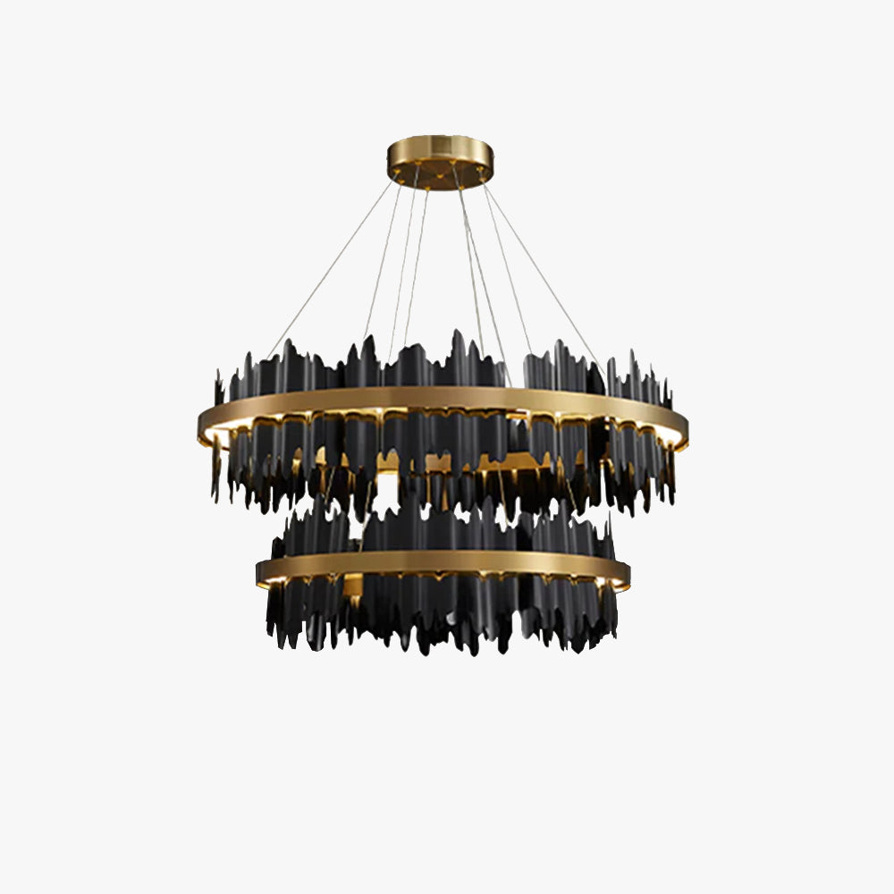 Kristy Industrial Chandelier Cylindrical Metal Black Gold Living Room - Neutralighting