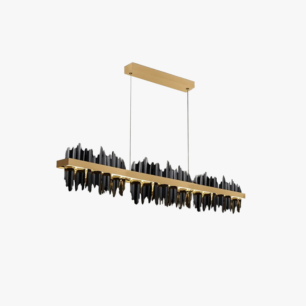 Kristy Industrial Chandelier Rectangle Metal Gold Black Living Room - Neutralighting