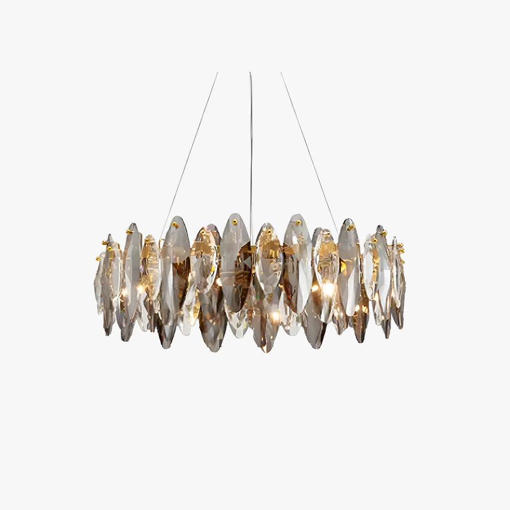 Kristy Crystal Chandelier LED Elliptical Glass/Metal Gold Living Room - Neutralighting