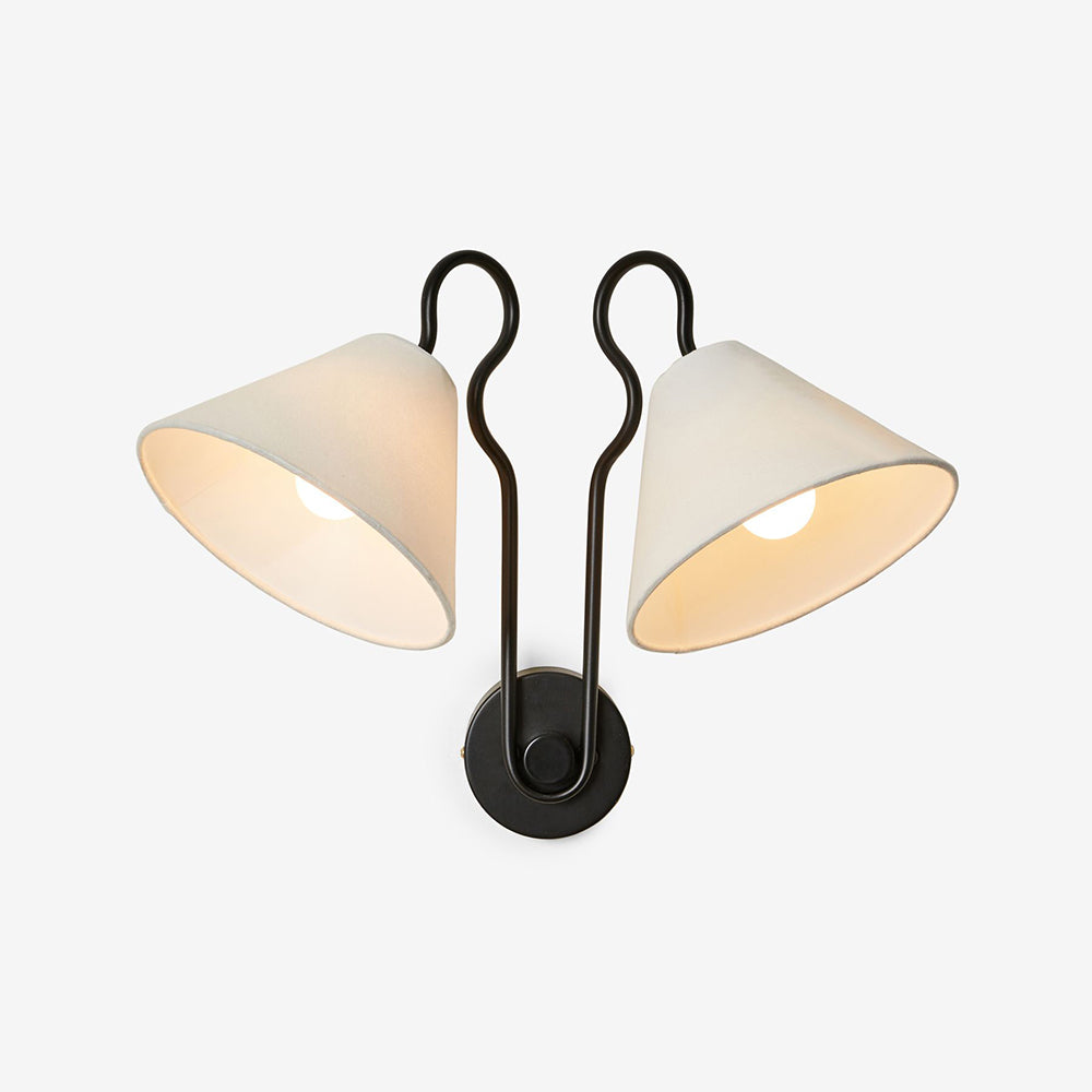 Walter Wall Lamp Double White Cone Shades Fabric - Neutralighting