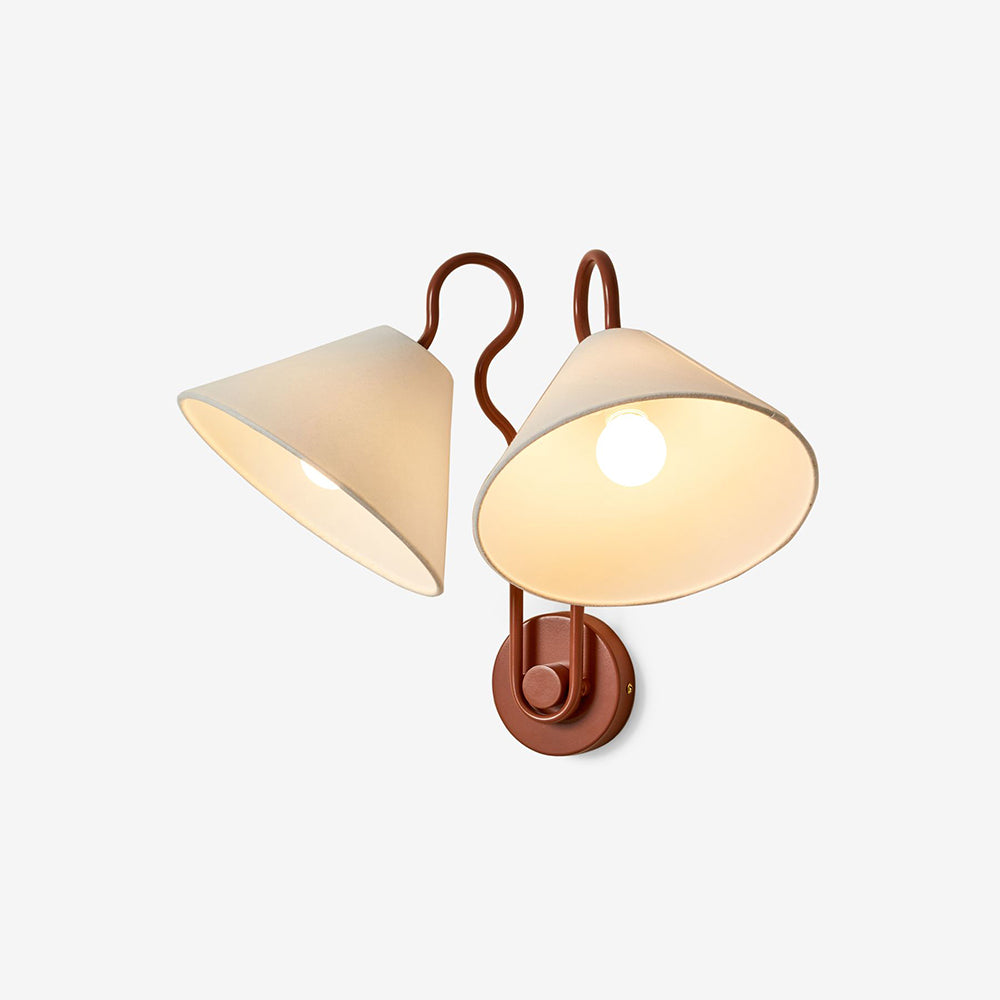 Walter Wall Lamp Double White Cone Shades Fabric - Neutralighting