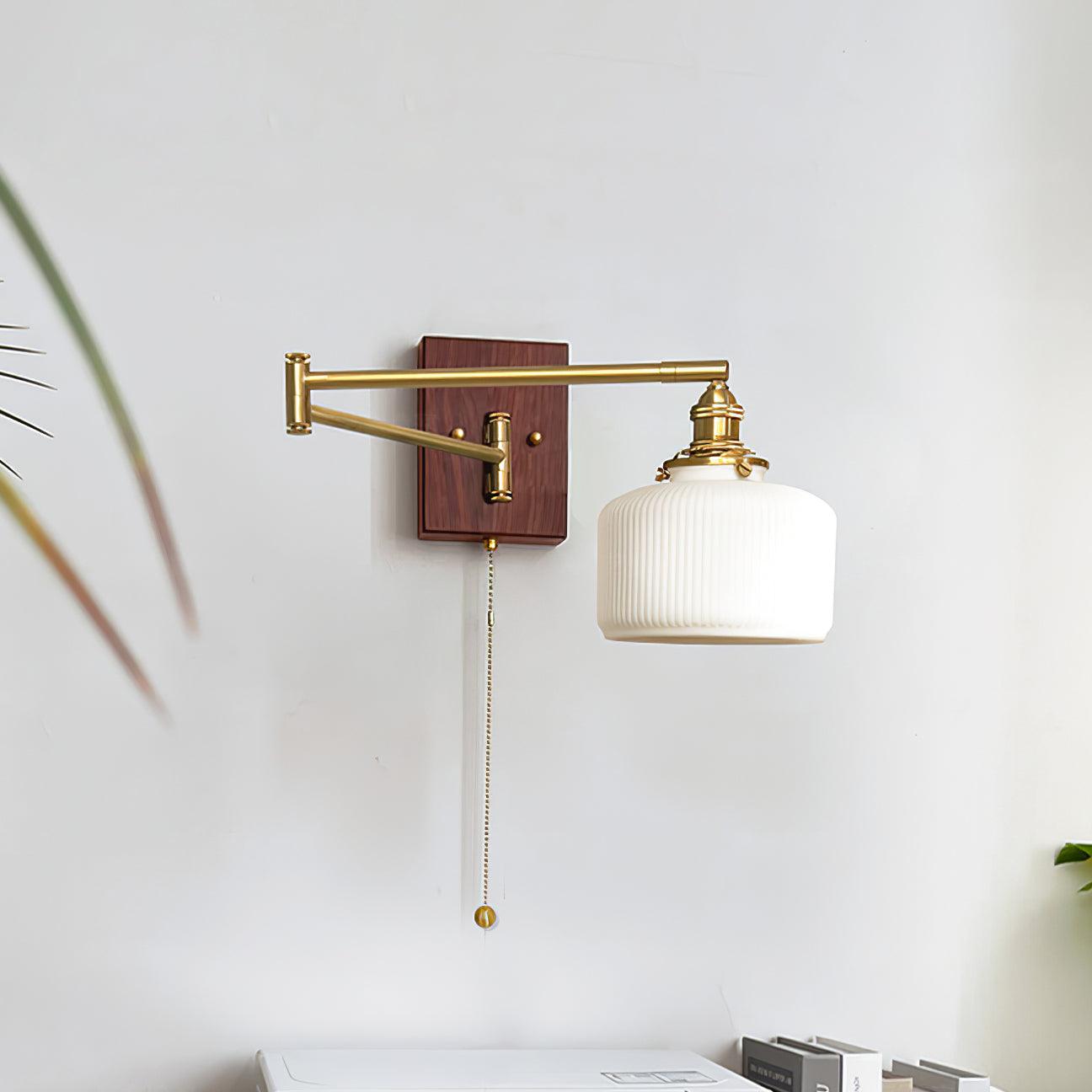 Artistic Walnut Brass Wall Sconce Adjustable Arm Vintage - Neutralighting