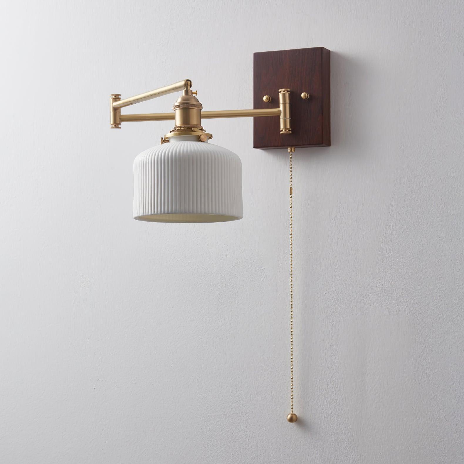 Artistic Walnut Brass Wall Sconce Adjustable Arm Vintage - Neutralighting