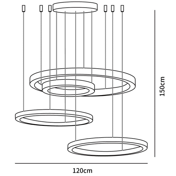 Arisha Modern LED Metal Large Multi Ring Adjustable Living/Dining Room Pendant Light, Gold - Neutralighting