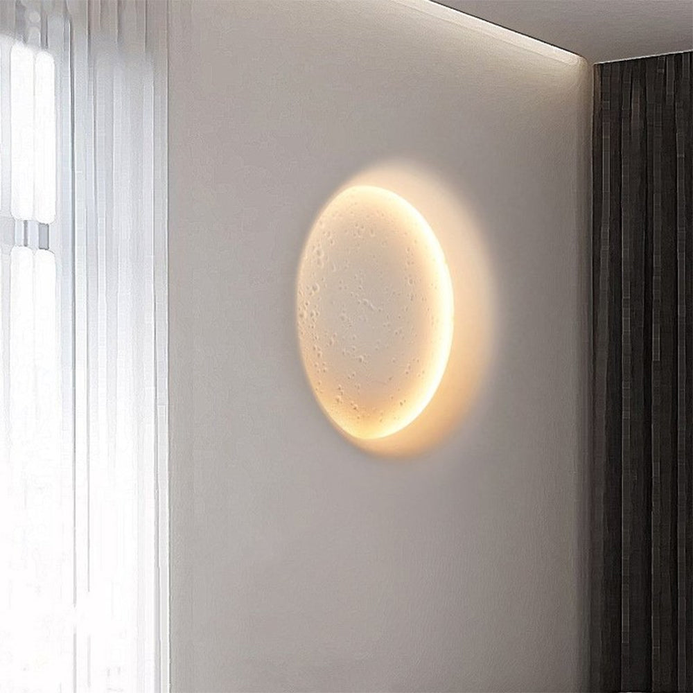 Aria Decorative Moon Metal/Gypsum Wall Lamp, White - Neutralighting