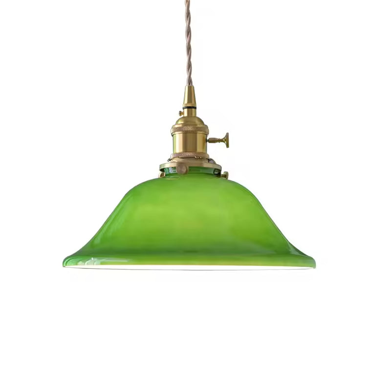 Valentina Rustic Vintage LED Pendant Light Green Copper Glass Dining Room - Neutralighting