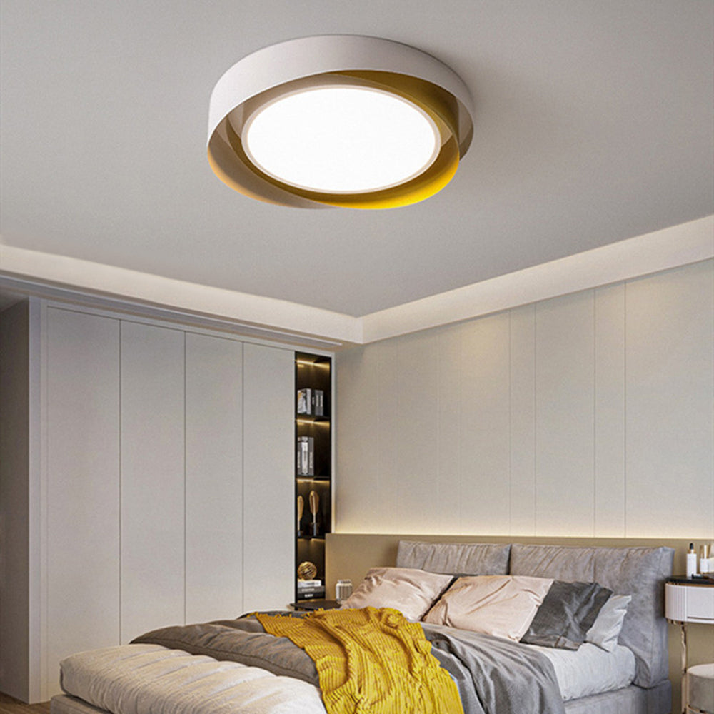 Arisha Modern Geometric Metal/Acrylic Flush Mount Ceiling Light, White/Gold - Neutralighting