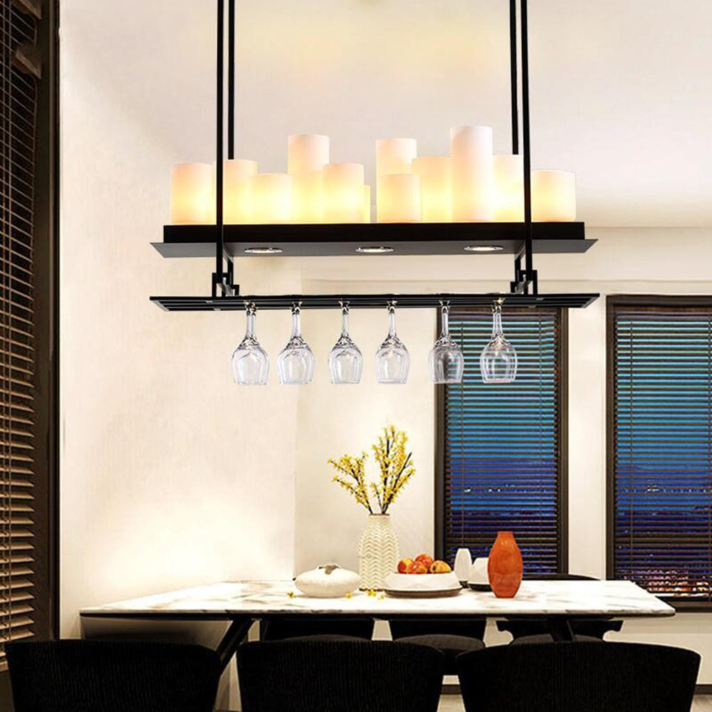 Austin Candle Black Chandeliers for Kitchen Island, Wine Glass Holder - Neutralighting