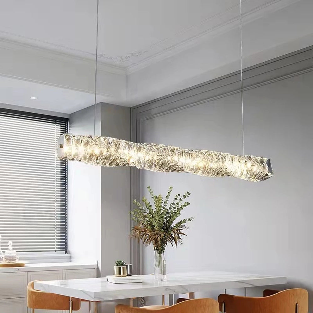 Kristy Crystal Sliver and Gold Pendant Light, Stainless Steel - Neutralighting