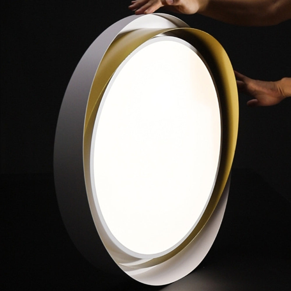 Arisha Modern Geometric Metal/Acrylic Flush Mount Ceiling Light, White/Gold - Neutralighting
