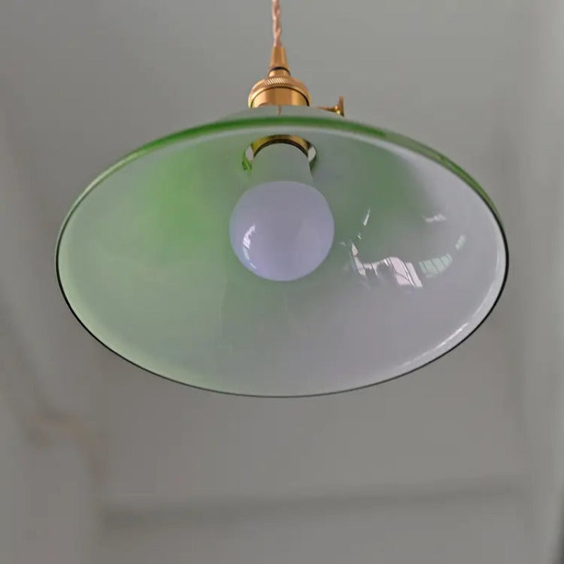 Valentina Rustic Vintage LED Pendant Light Green Copper Glass Dining Room - Neutralighting