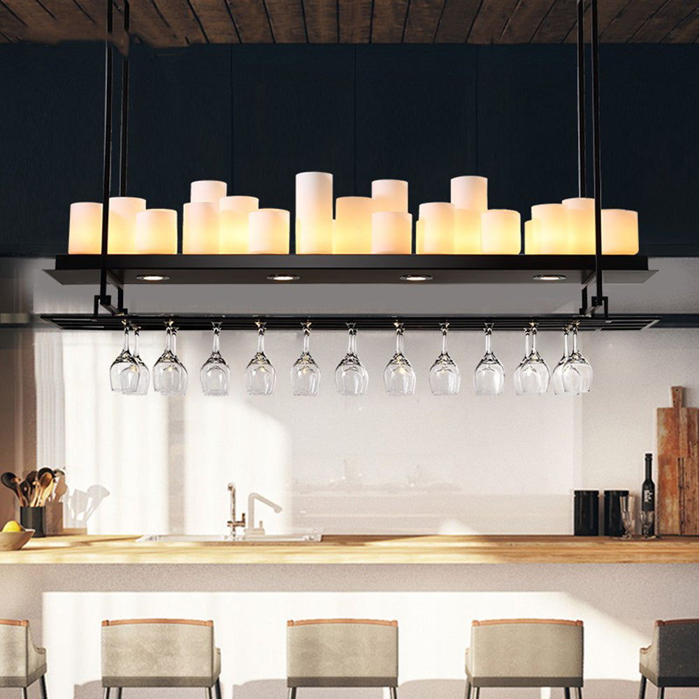 Austin Candle Black Chandeliers for Kitchen Island, Wine Glass Holder - Neutralighting