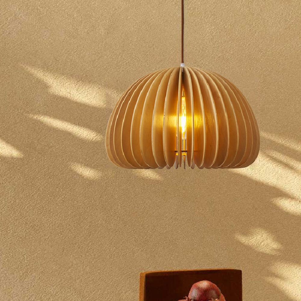Muto Pumpkin Pendant Light, Wood - Neutralighting