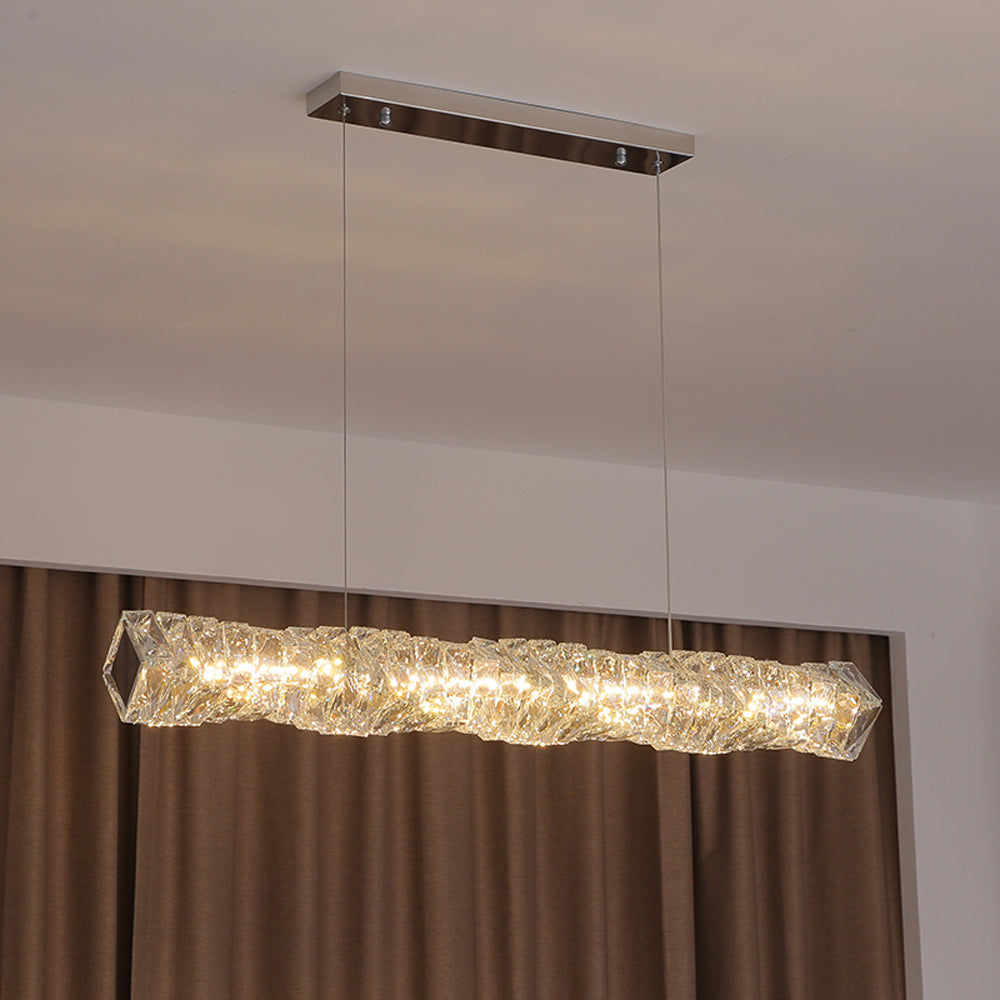 Kristy Crystal Sliver and Gold Pendant Light, Stainless Steel - Neutralighting