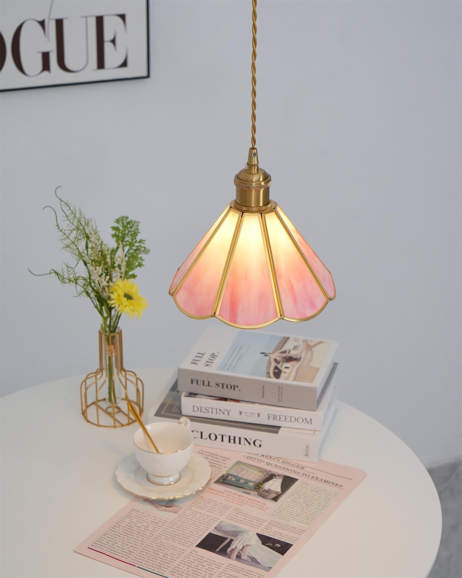 Lione Pink Stained Glass Pendant Light - Neutralighting