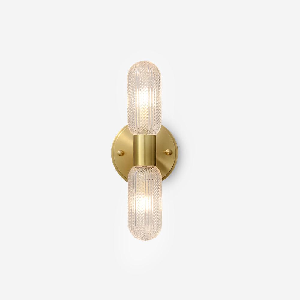 Evania Brass and Textured Glass Double Light Wall Sconce - Neutralighting