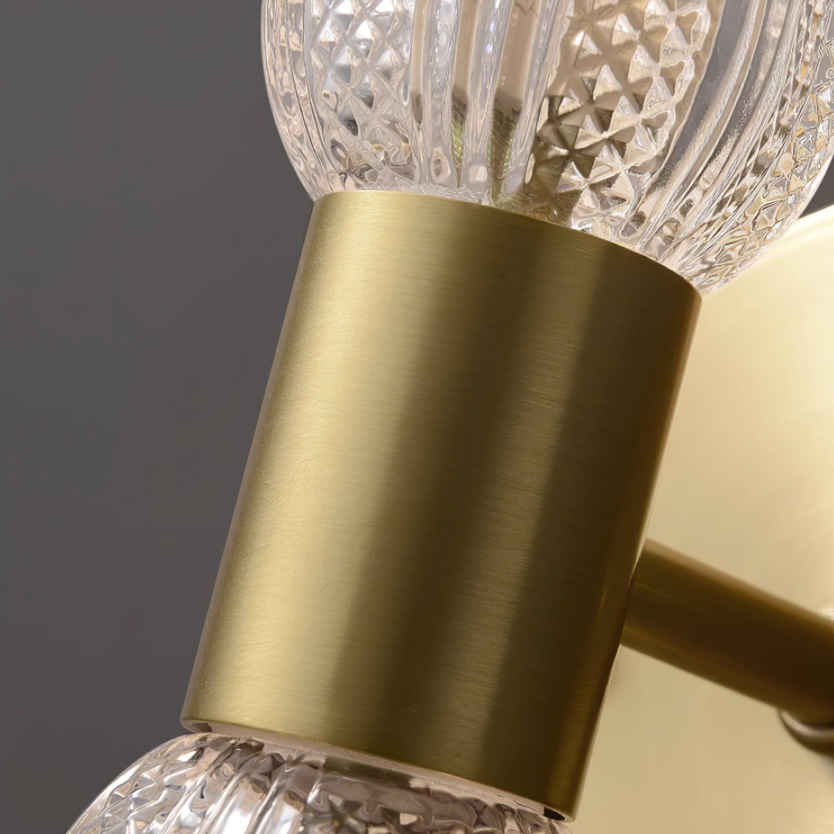 Evania Brass and Textured Glass Double Light Wall Sconce - Neutralighting