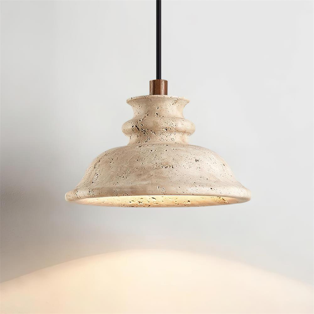 Ritta Pendant Lamp Sculpted Travertine Shade - Neutralighting