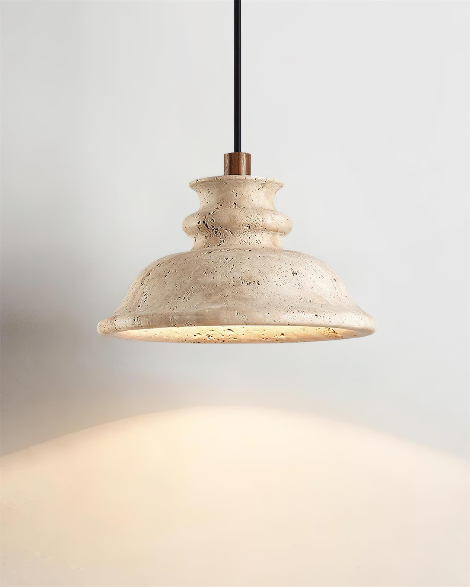 Ritta Pendant Lamp Sculpted Travertine Shade - Neutralighting