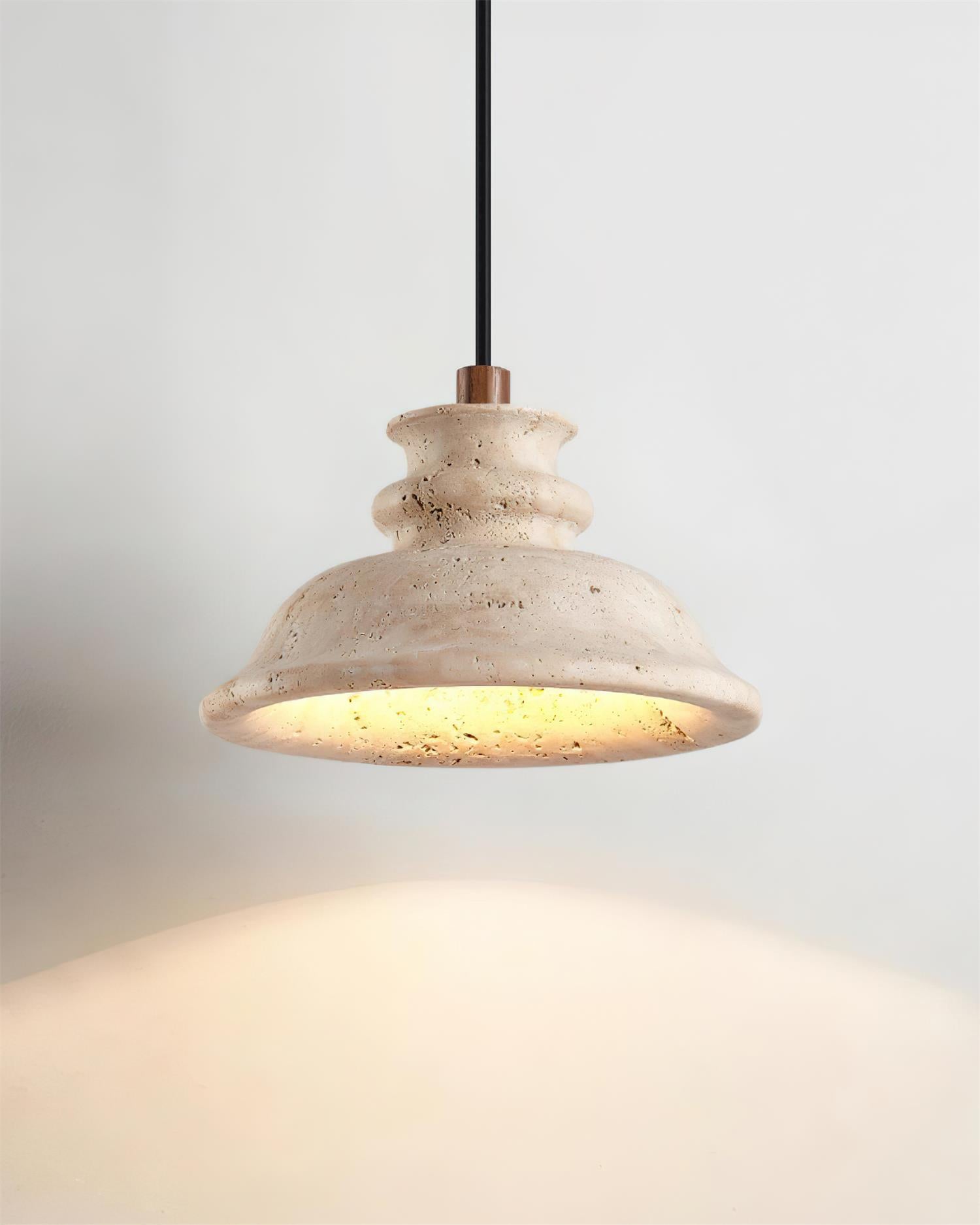 Ritta Pendant Lamp Sculpted Travertine Shade - Neutralighting