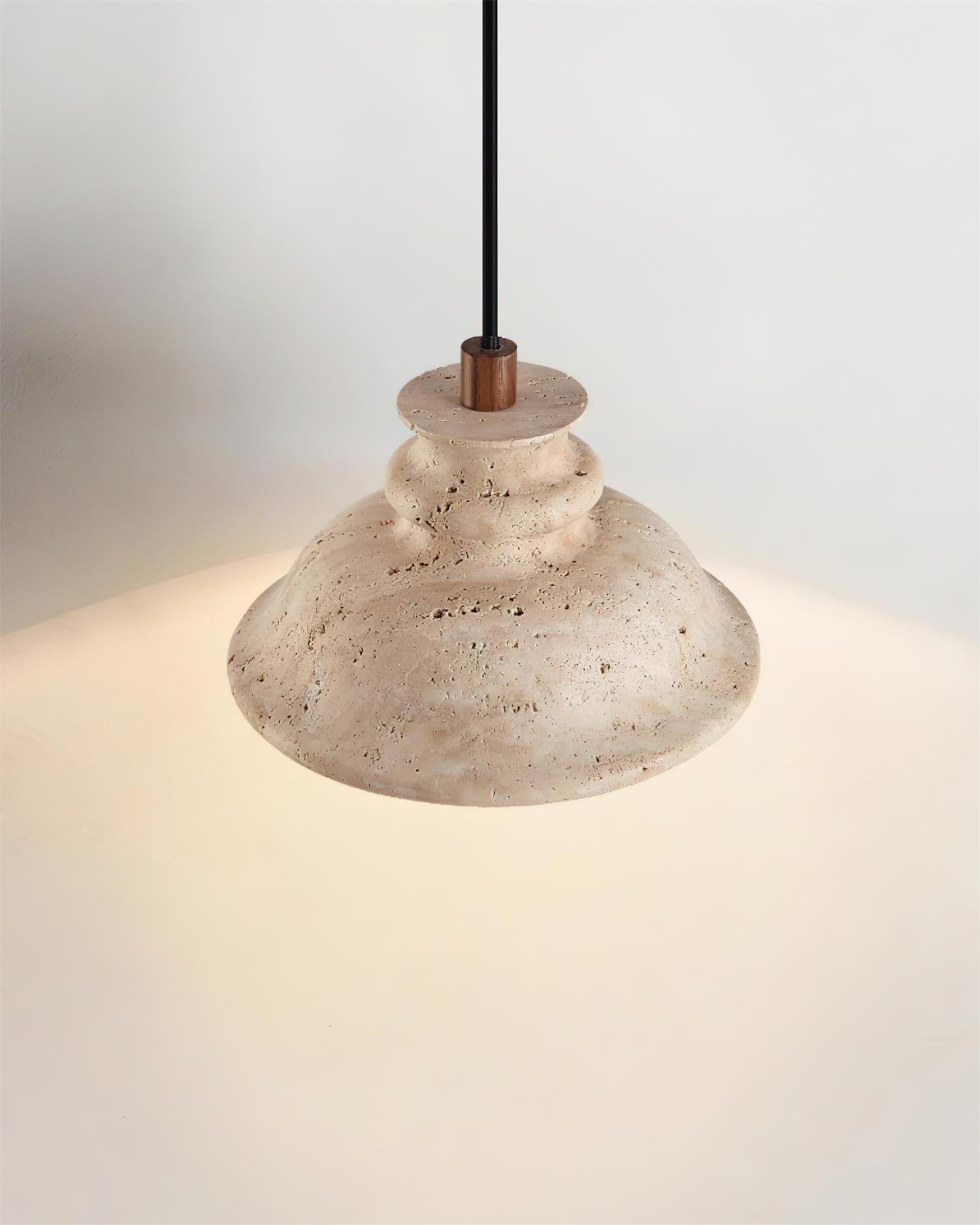 Ritta Pendant Lamp Sculpted Travertine Shade - Neutralighting
