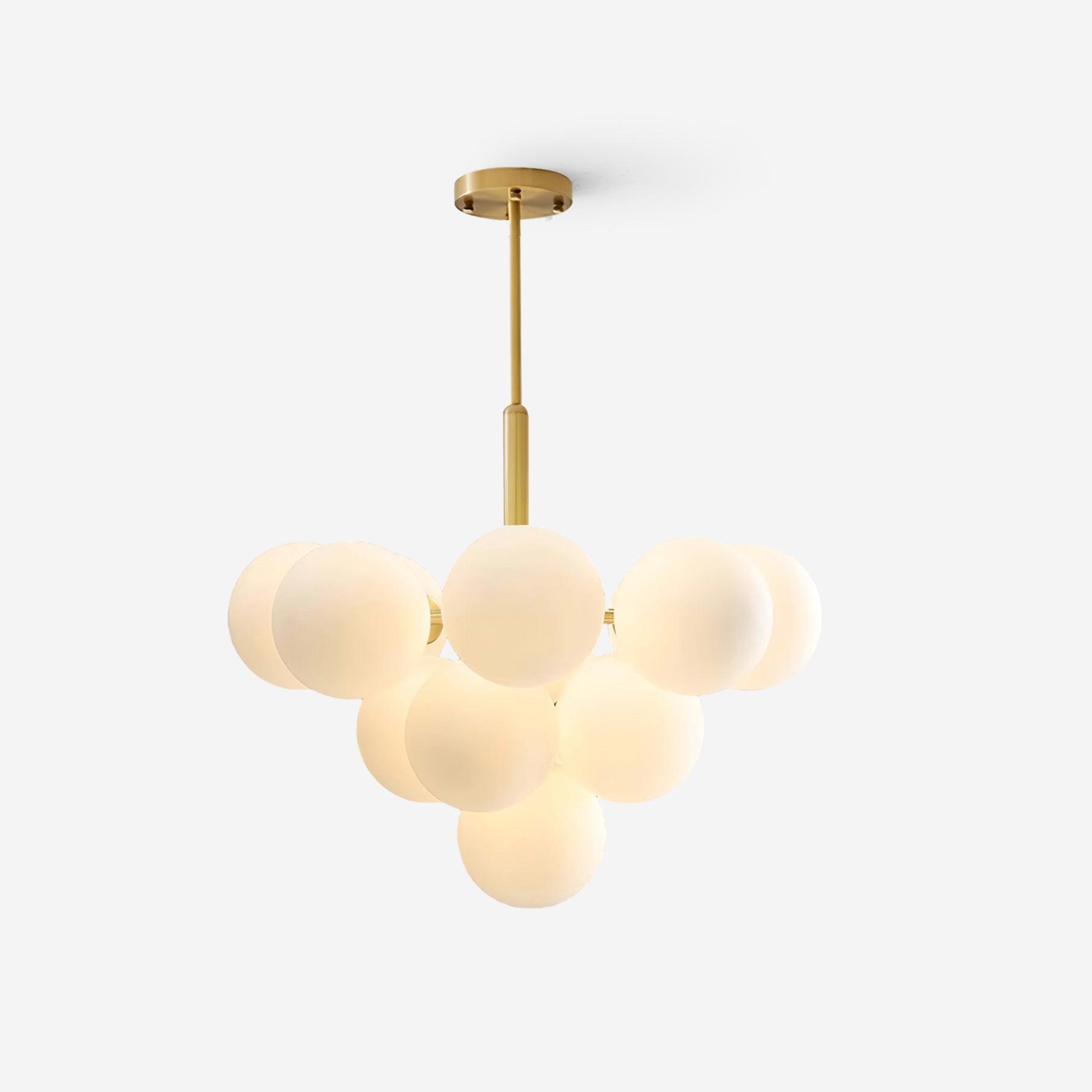 Chandelier Glass Globe Cluster Brass Frame Modern Minimalist Home - Neutralighting