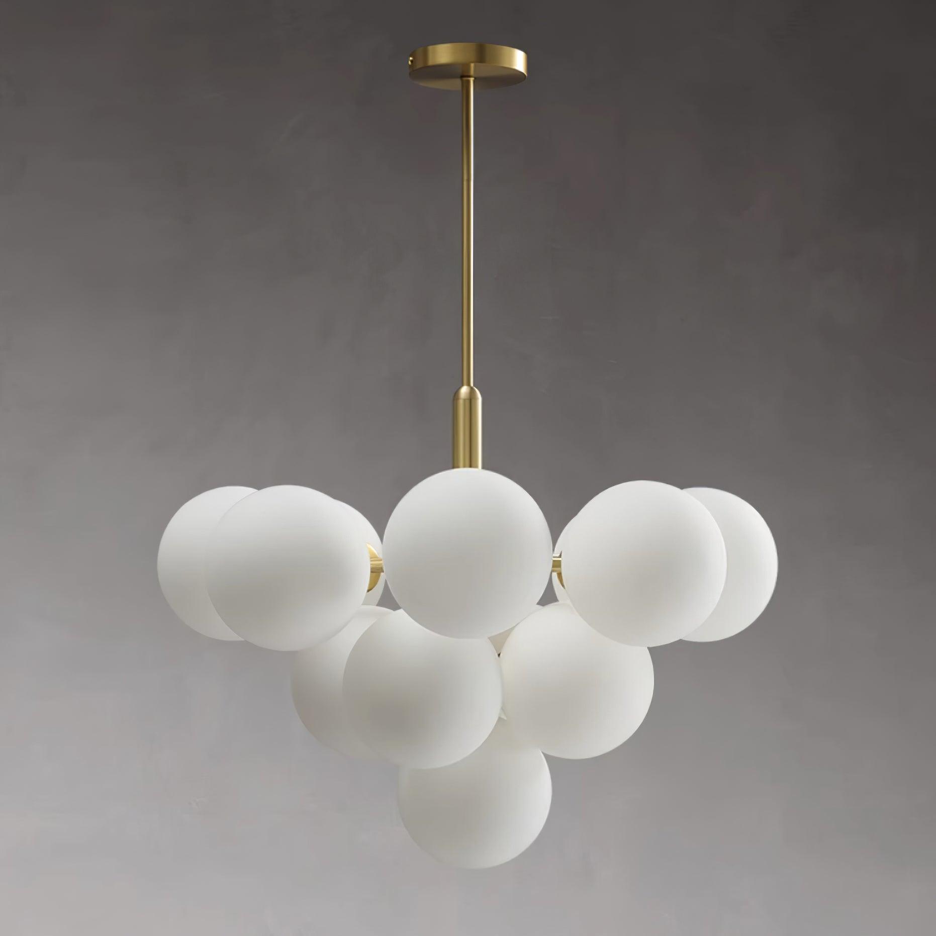 Chandelier Glass Globe Cluster Brass Frame Modern Minimalist Home - Neutralighting