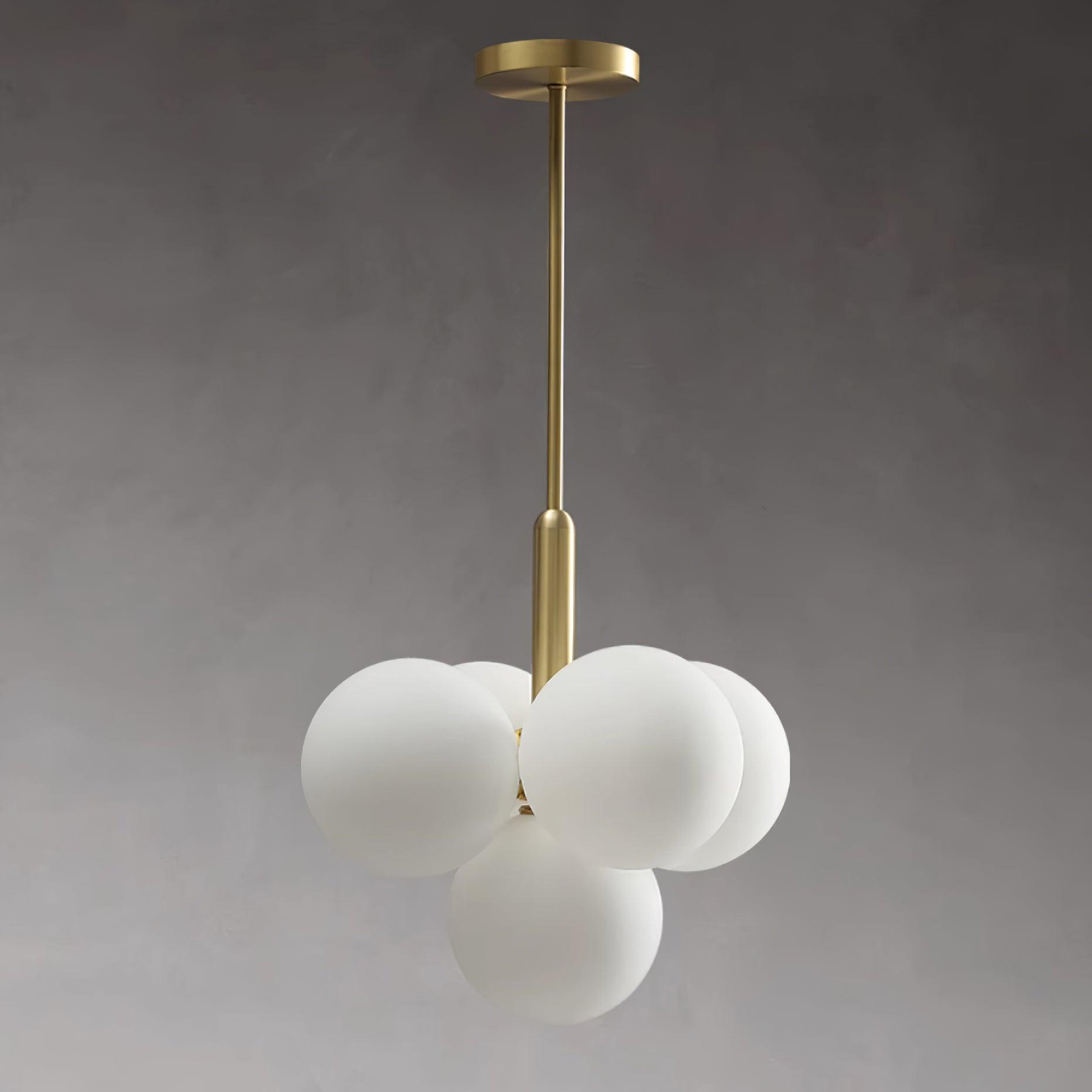 Chandelier Glass Globe Cluster Brass Frame Modern Minimalist Home - Neutralighting