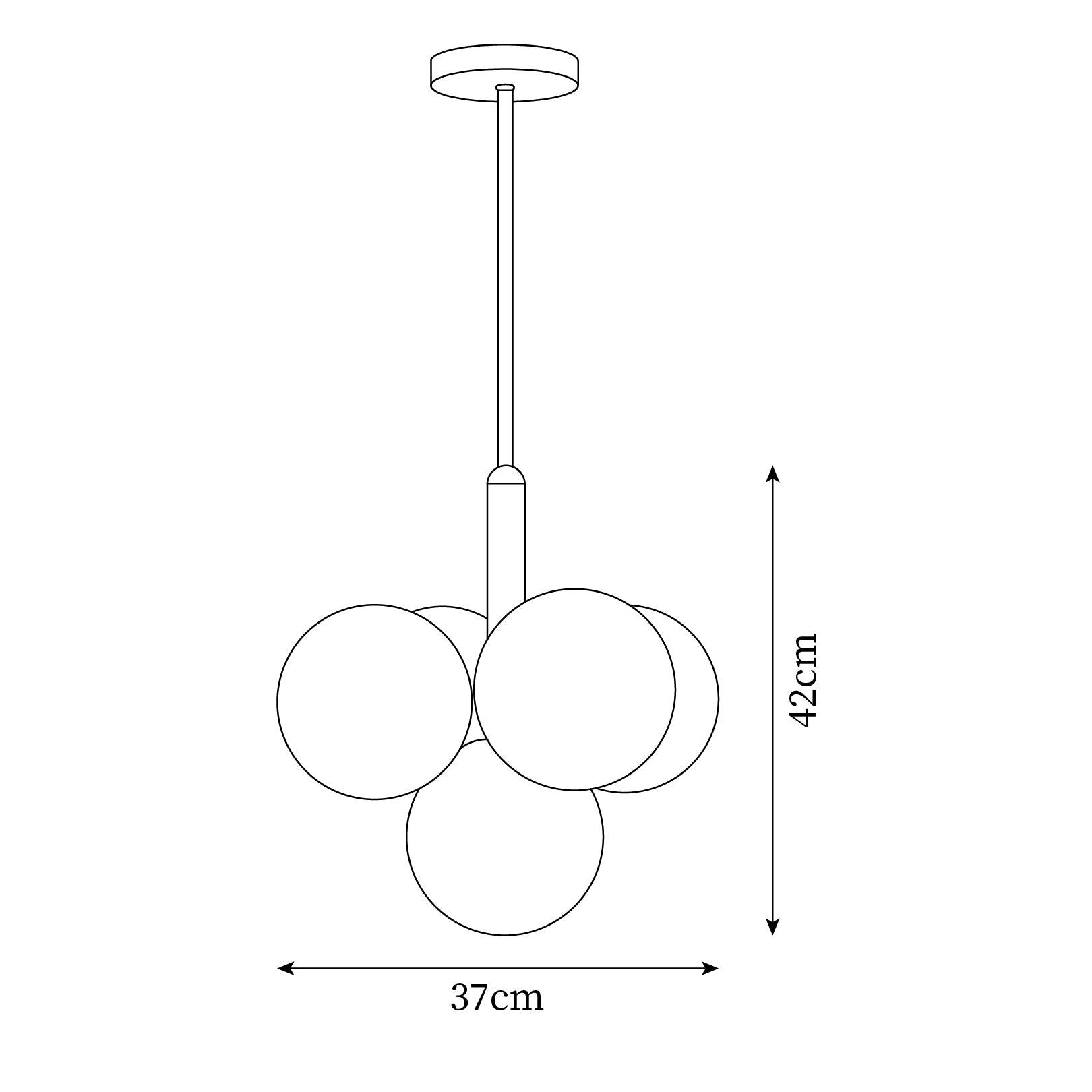 Chandelier Glass Globe Cluster Brass Frame Modern Minimalist Home - Neutralighting