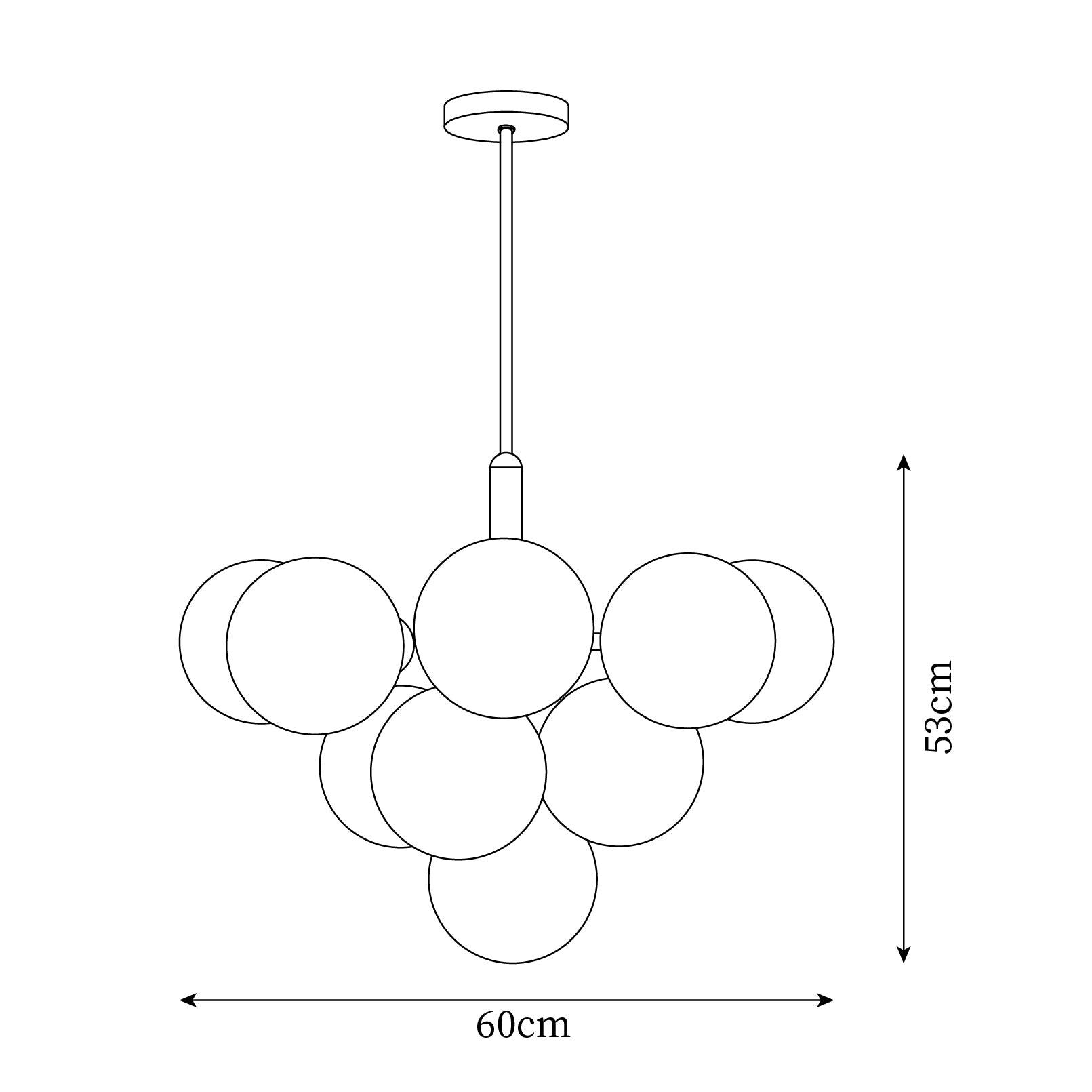 Chandelier Glass Globe Cluster Brass Frame Modern Minimalist Home - Neutralighting