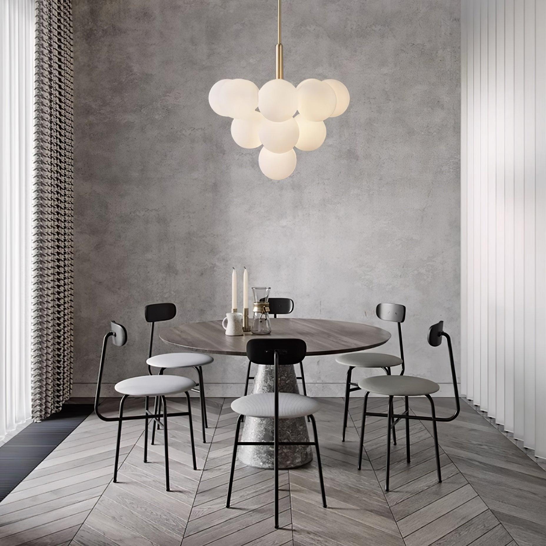 Chandelier Glass Globe Cluster Brass Frame Modern Minimalist Home - Neutralighting
