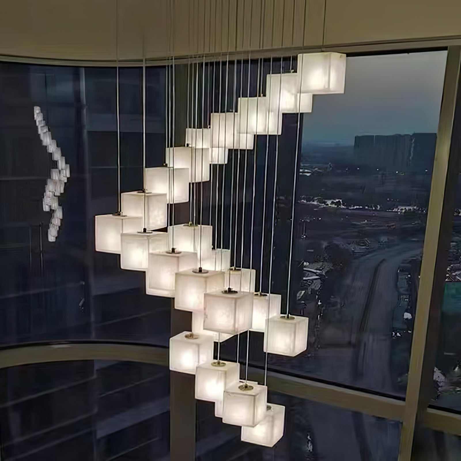 Alabaster Chandelier Box Cubic Elegance - Neutralighting
