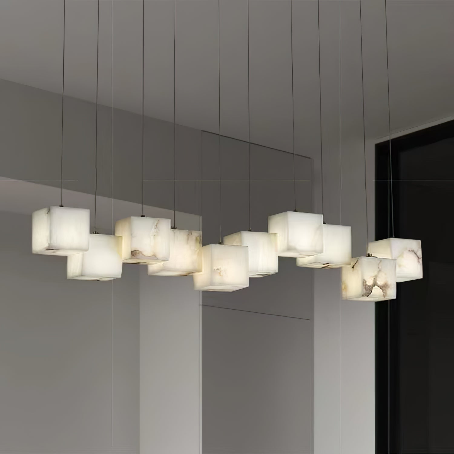 Alabaster Chandelier Box Cubic Elegance - Neutralighting