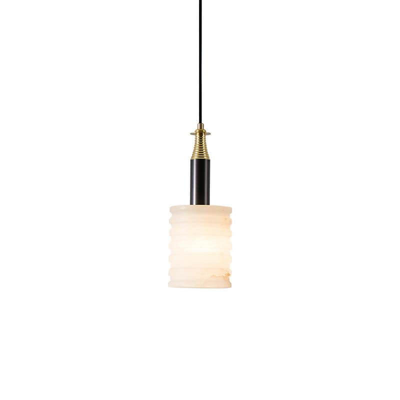 Alabaster Pendant Lamp Ribbed Cylinder - Neutralighting