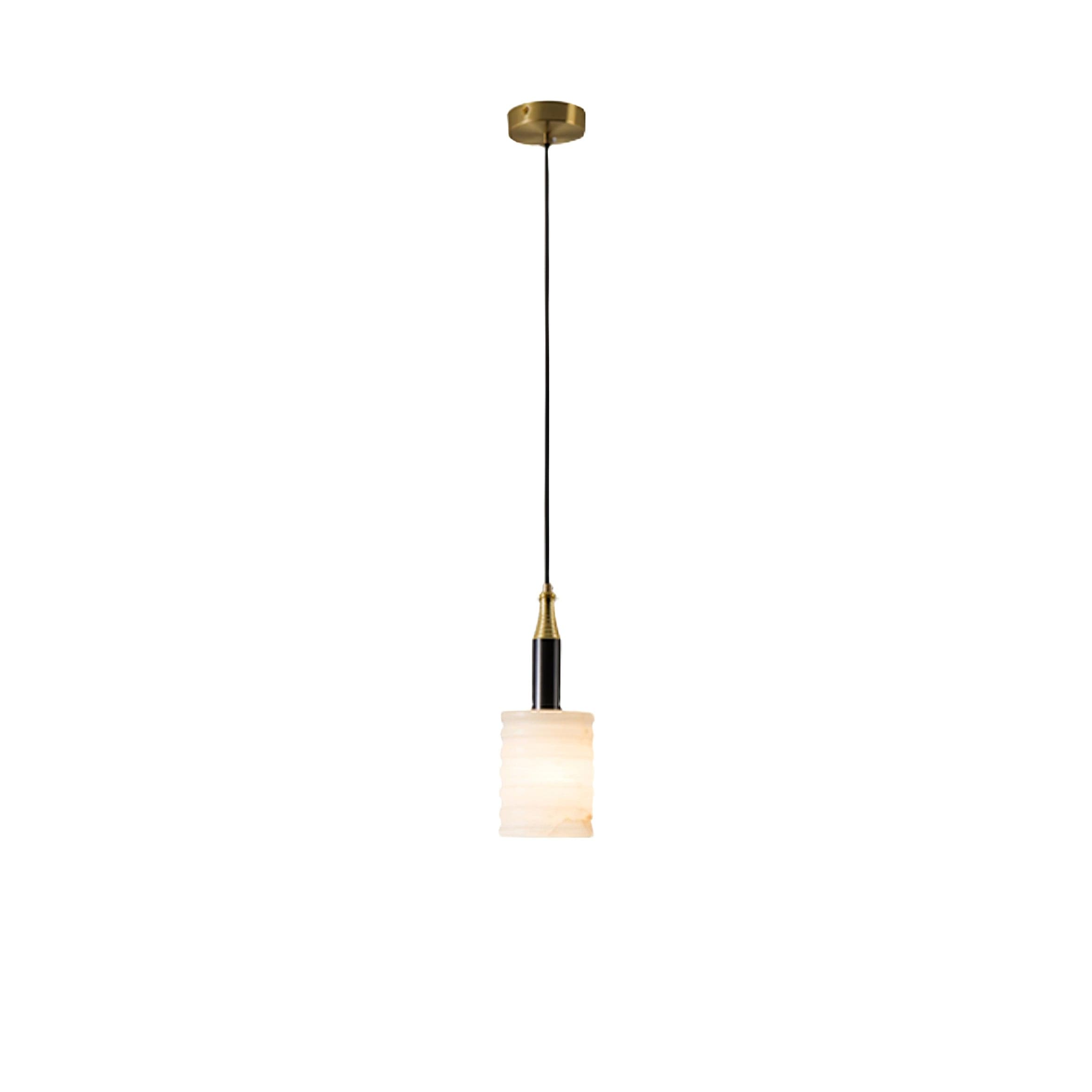 Alabaster Pendant Lamp Ribbed Cylinder - Neutralighting
