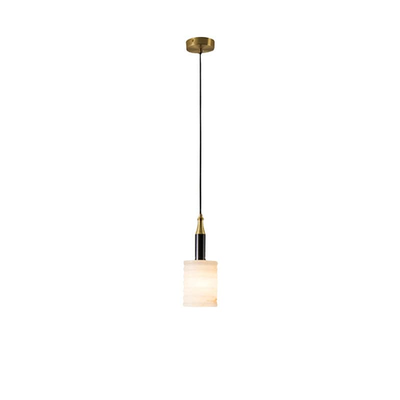 Alabaster Pendant Lamp Ribbed Cylinder - Neutralighting