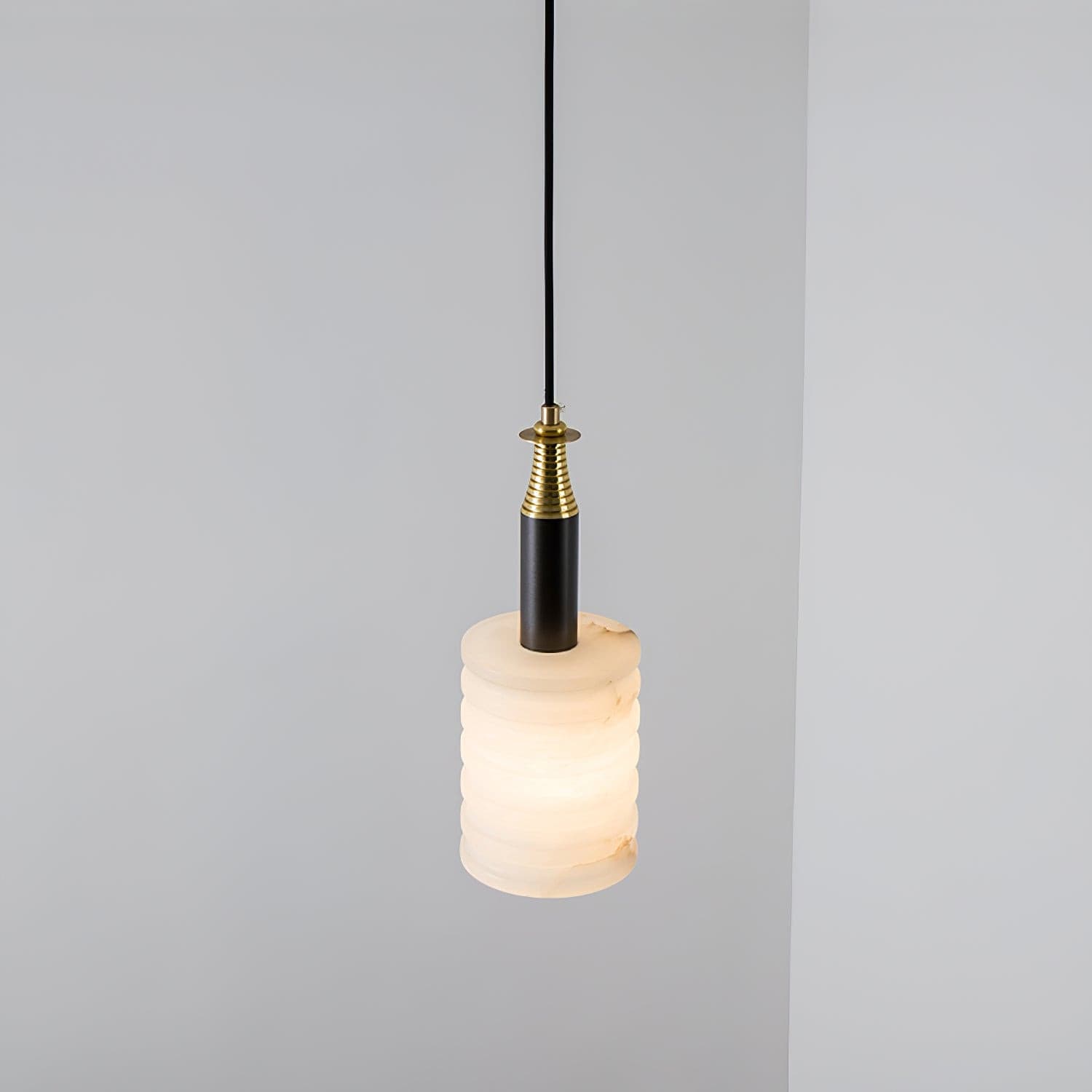 Alabaster Pendant Lamp Ribbed Cylinder - Neutralighting