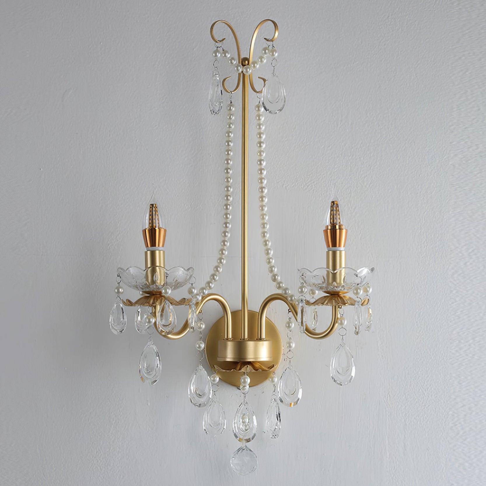 Wall Lamp Metal Crystal Pearls Ornate Elegant Chic Home Elegant - Neutralighting