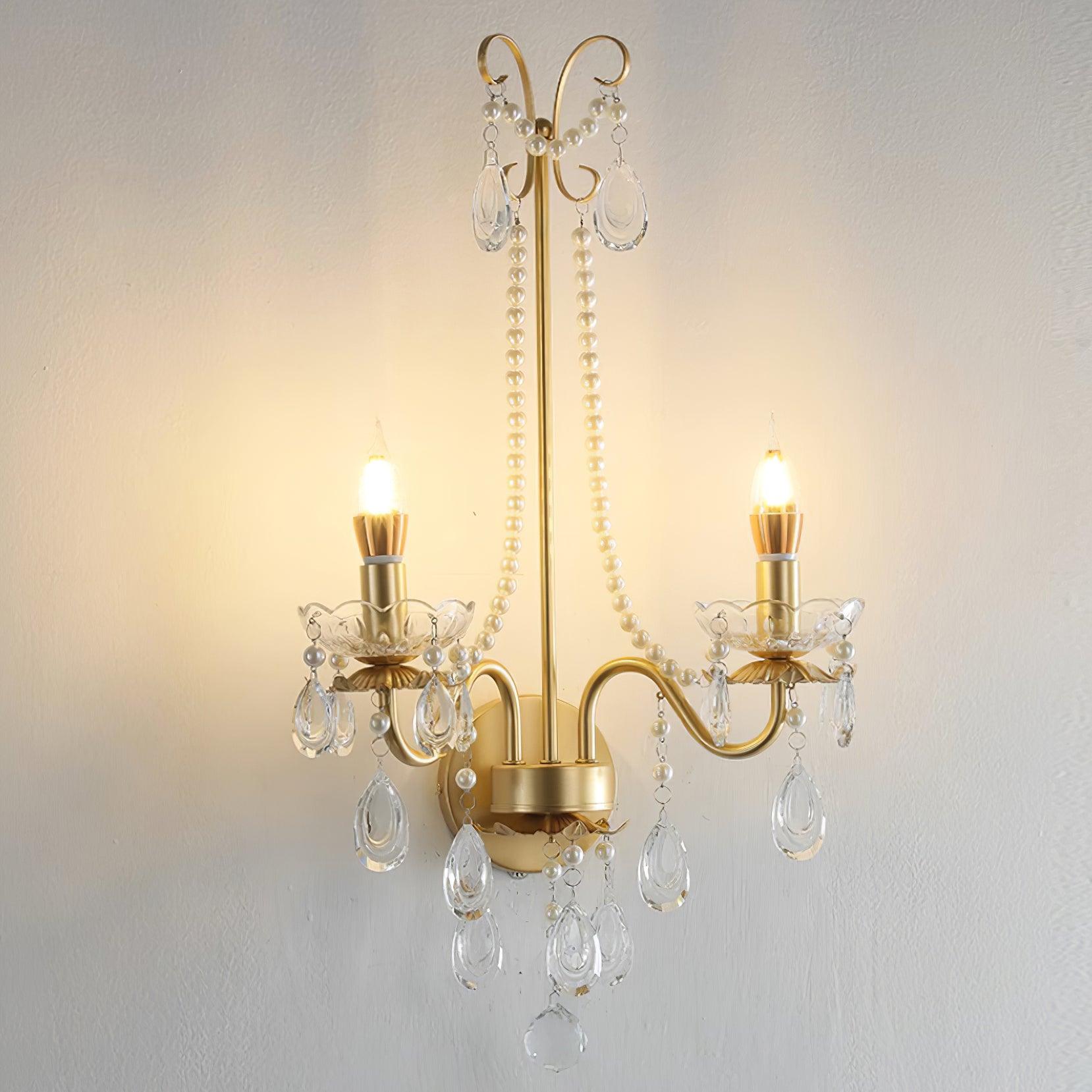Wall Lamp Metal Crystal Pearls Ornate Elegant Chic Home Elegant - Neutralighting