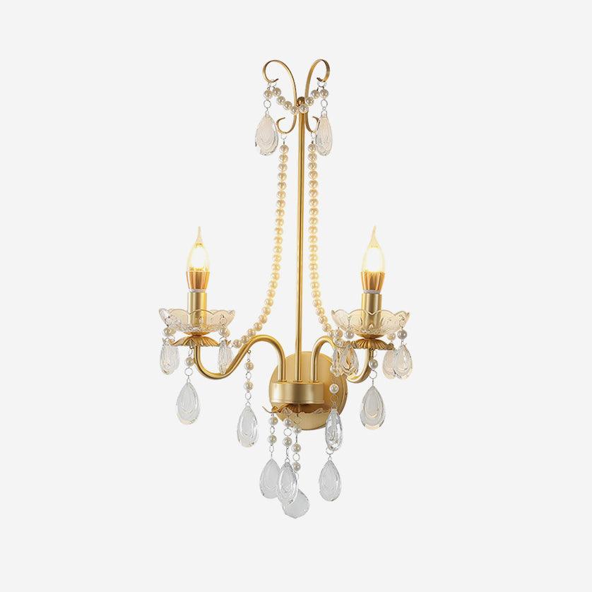 Wall Lamp Metal Crystal Pearls Ornate Elegant Chic Home Elegant - Neutralighting