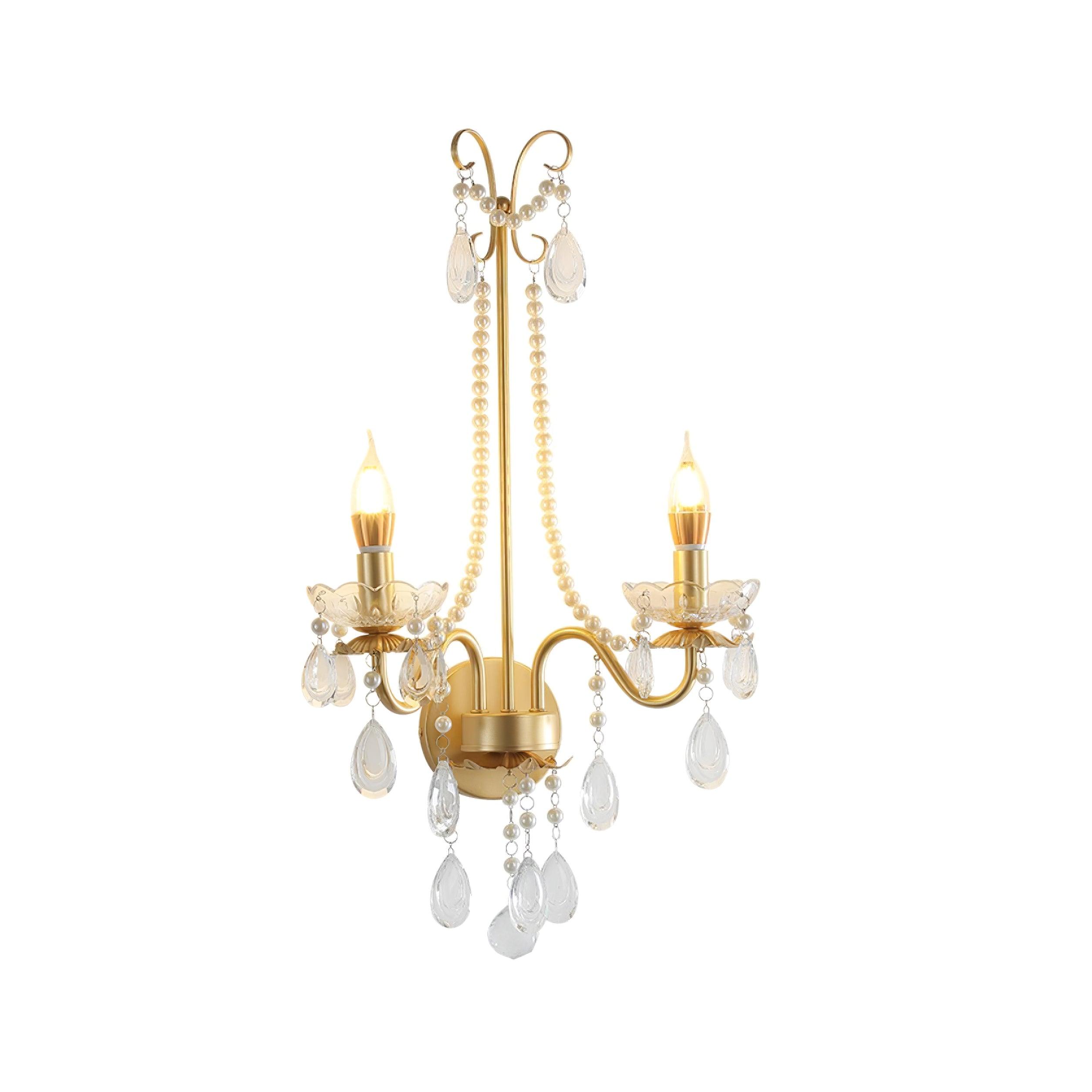 Wall Lamp Metal Crystal Pearls Ornate Elegant Chic Home Elegant - Neutralighting