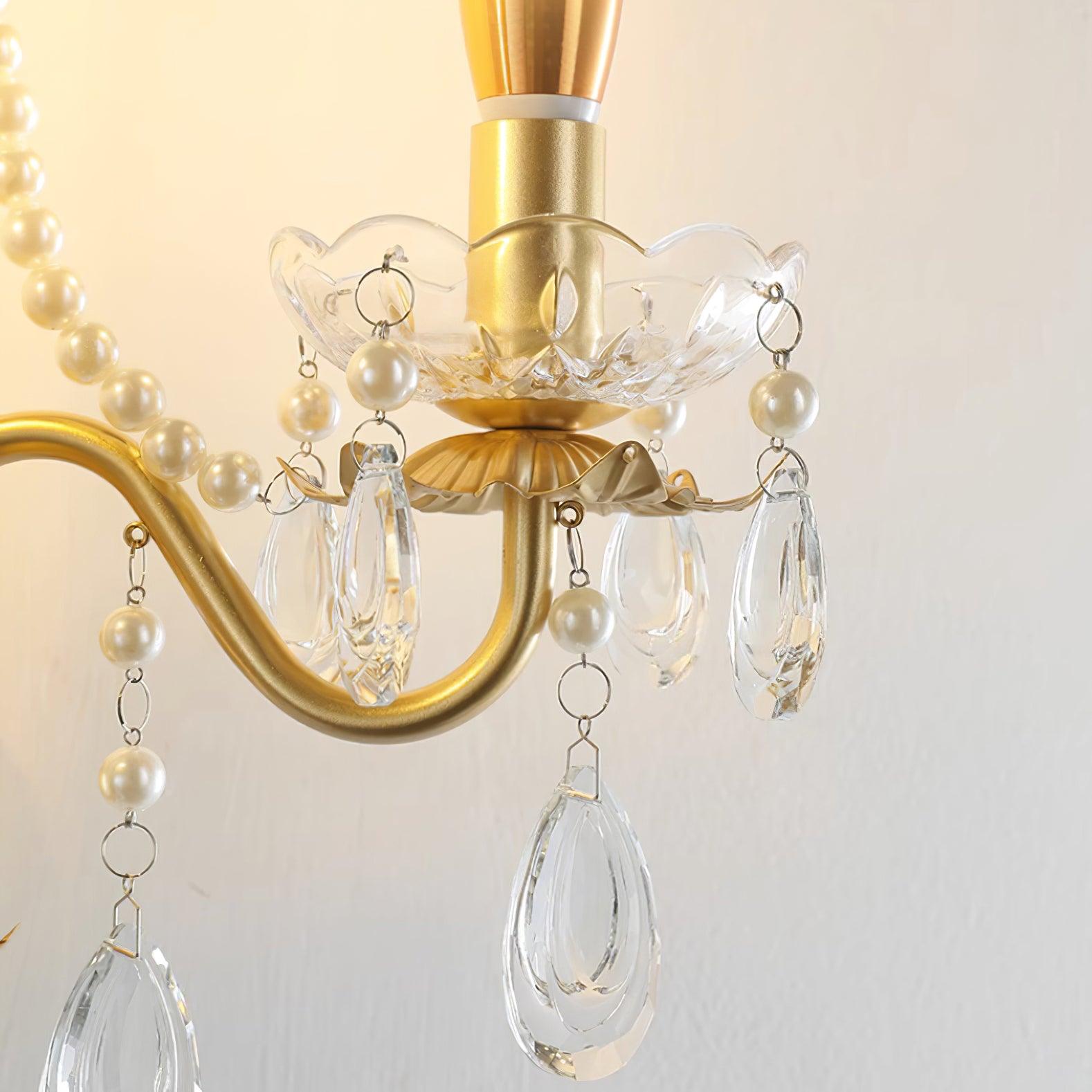 Wall Lamp Metal Crystal Pearls Ornate Elegant Chic Home Elegant - Neutralighting