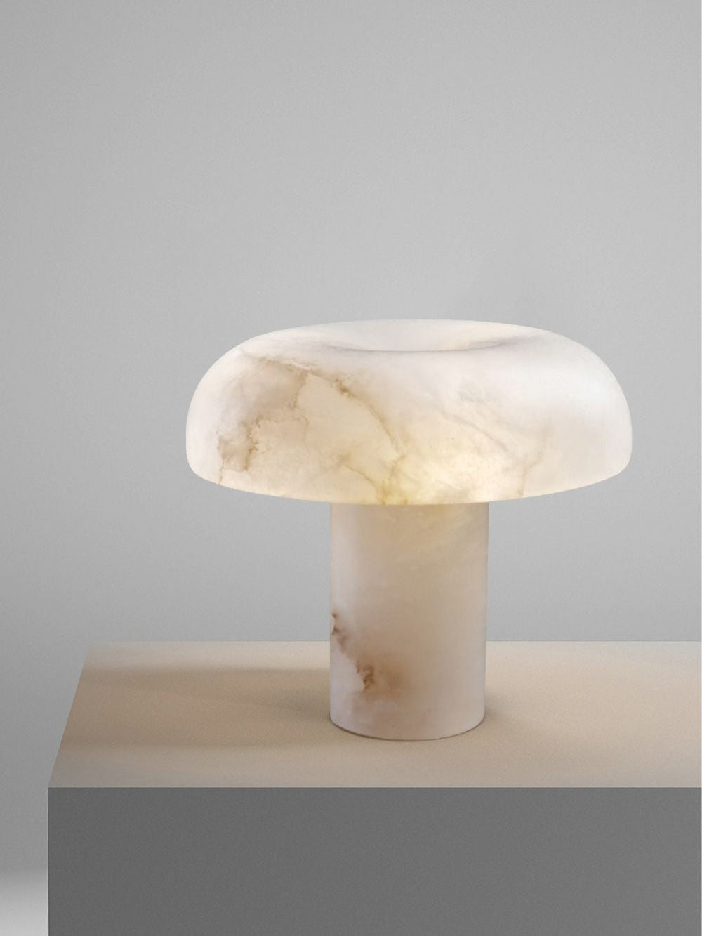 Table Lamp Alabaster Mushroom Shade Brass Base Sculptural Warm - Neutralighting