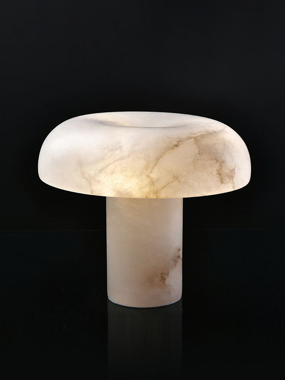 Table Lamp Alabaster Mushroom Shade Brass Base Sculptural Warm - Neutralighting