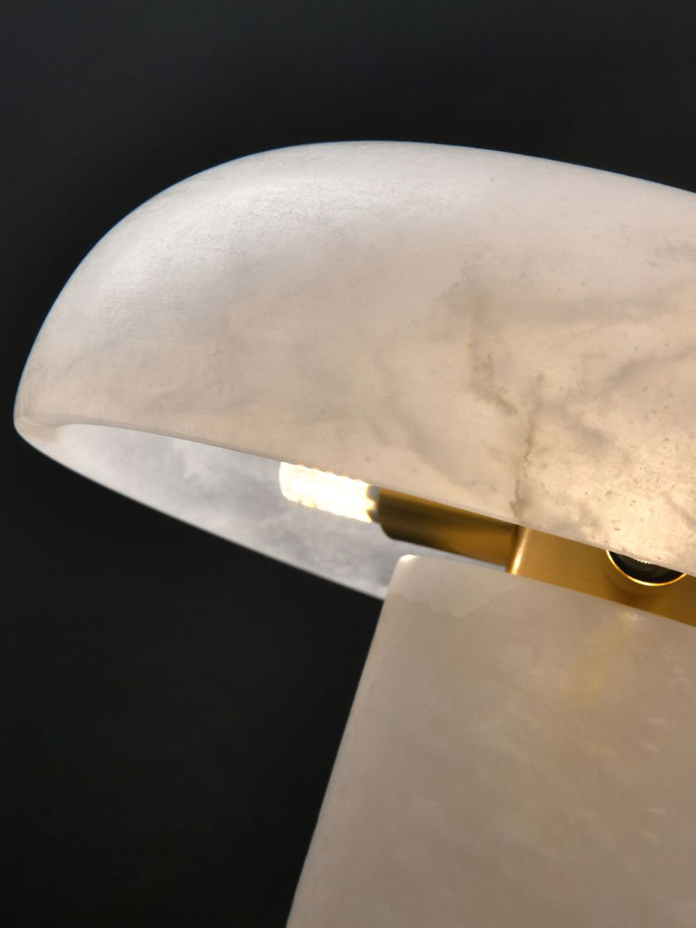 Table Lamp Alabaster Mushroom Shade Brass Base Sculptural Warm - Neutralighting